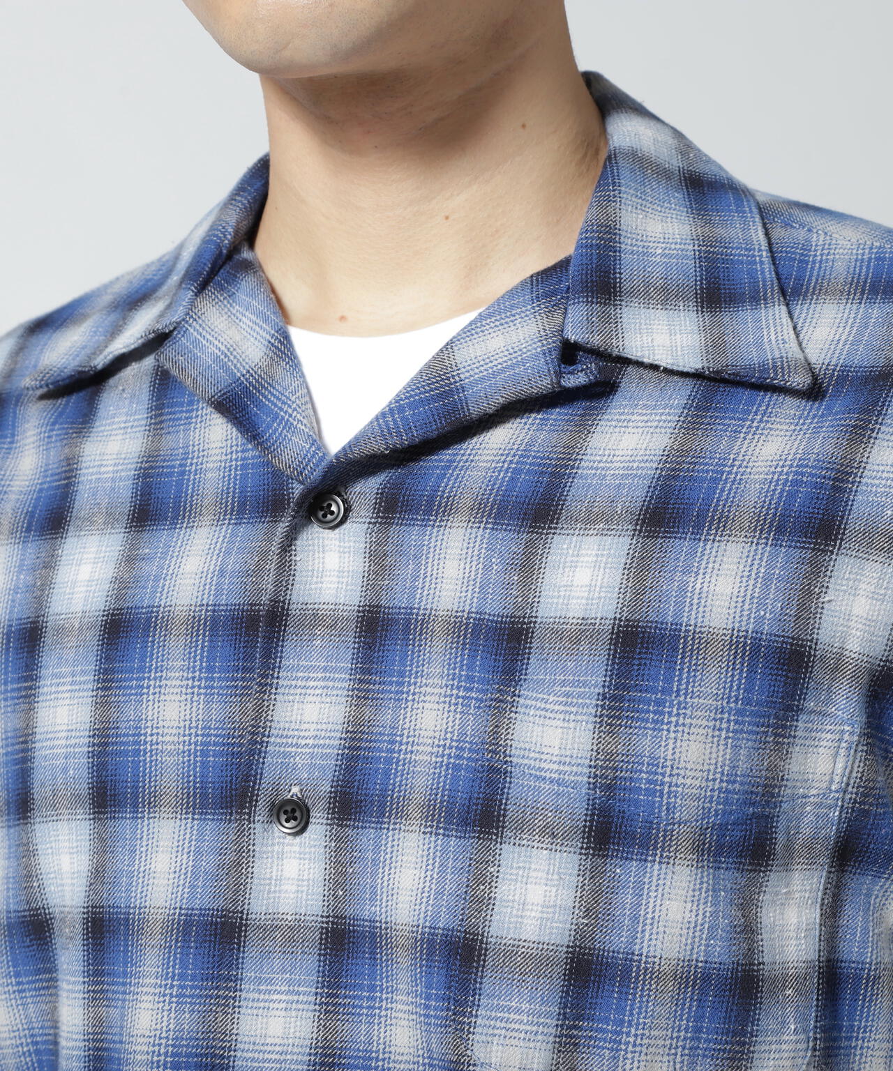MINEDENIM（マインデニム）V.Nep Check Flannel Open Collar SH