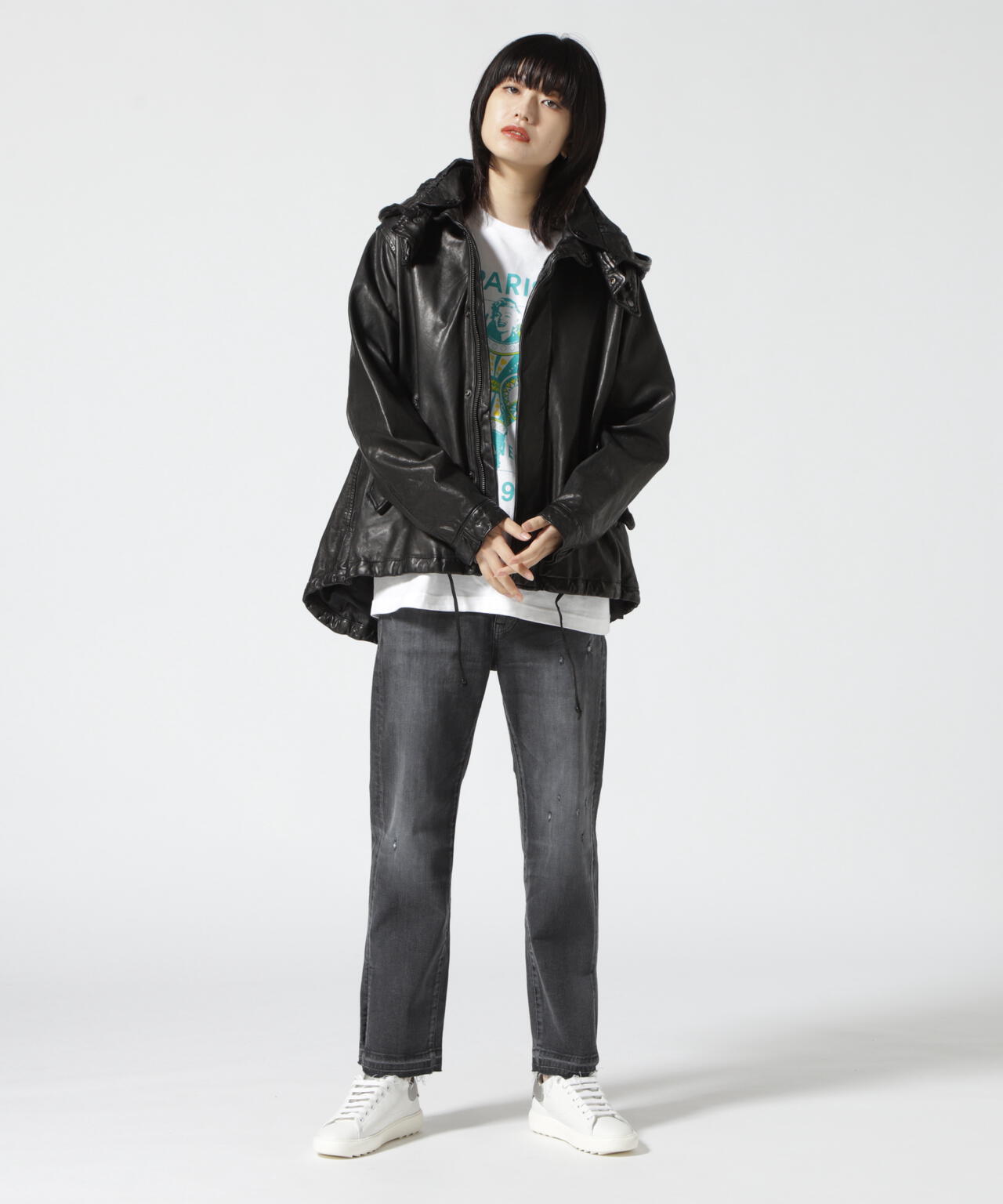 NCB neat caprice brand(エヌシービーニートカプリスブランド)   レザーフードジャケット WOMEN'S