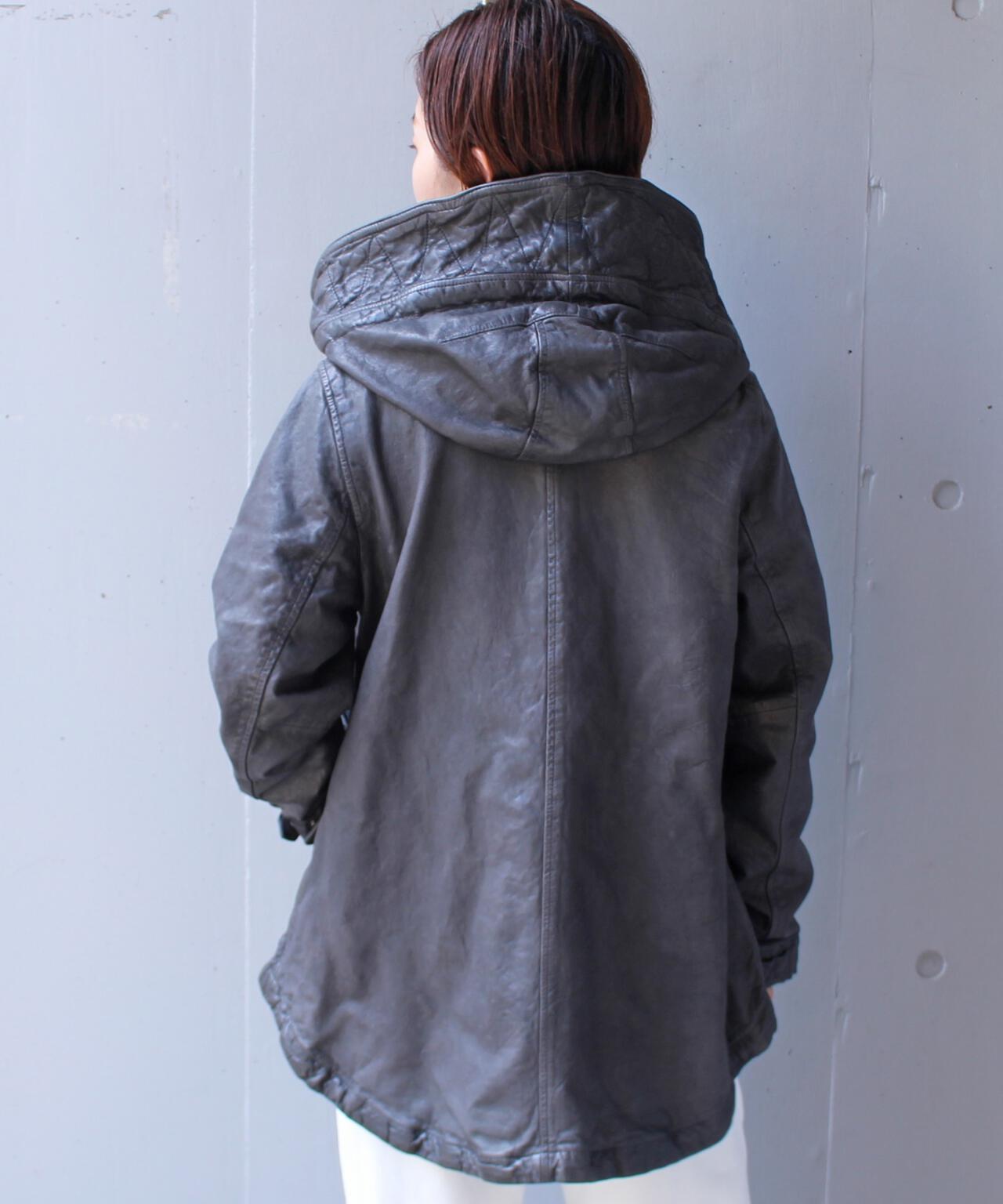 NCB neat caprice brand(エヌシービーニートカプリスブランド)   レザーフードジャケット WOMEN'S