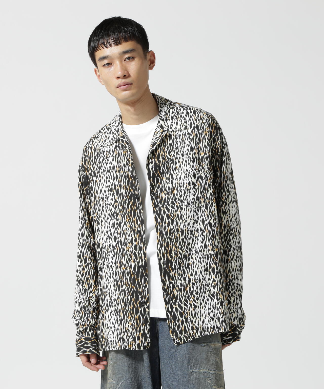 MINEDENIM（マインデニム）Leopard Open Collar SH