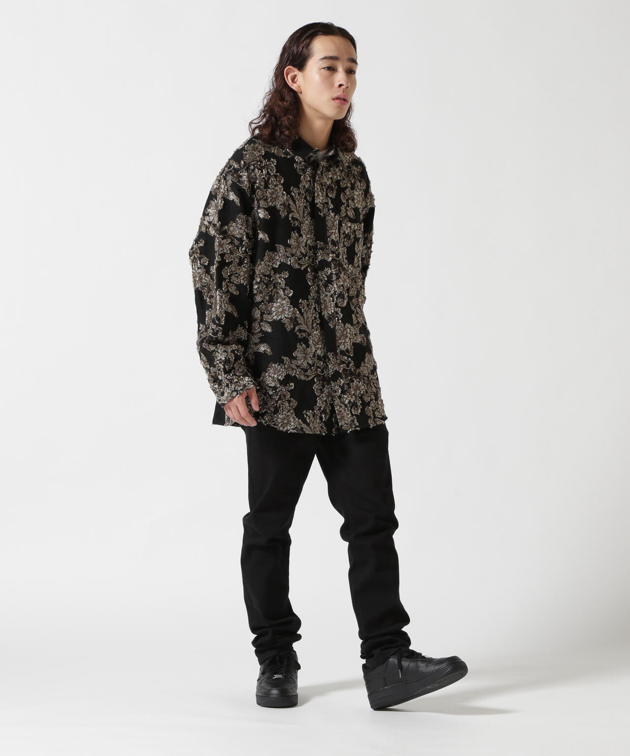 LUSOR（ルーソル）FLOWER CUT JQD SHIRT フラワージャカードシャツ