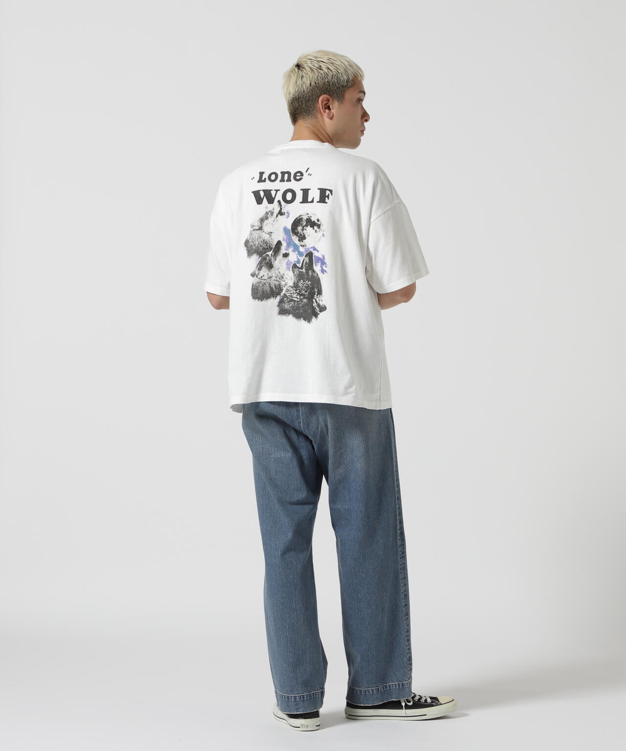 REMI RELIEF(レミレリーフ) 別注LW加工20/-天竺BIGサイズT(LONE WOLF)