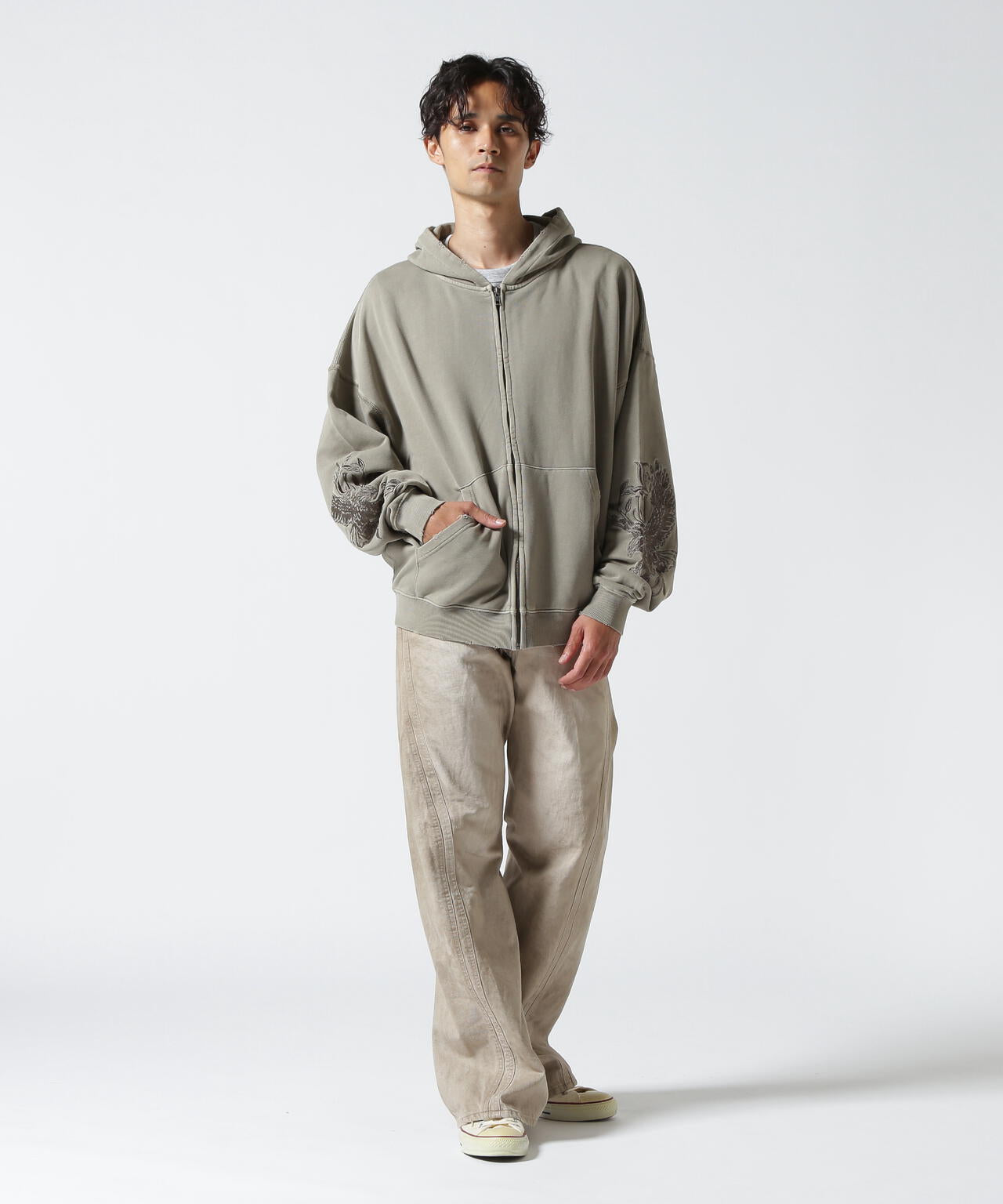 LUSOR（ルーソル）PIGMENT SWEAT ZIP HOODIE FLOWER