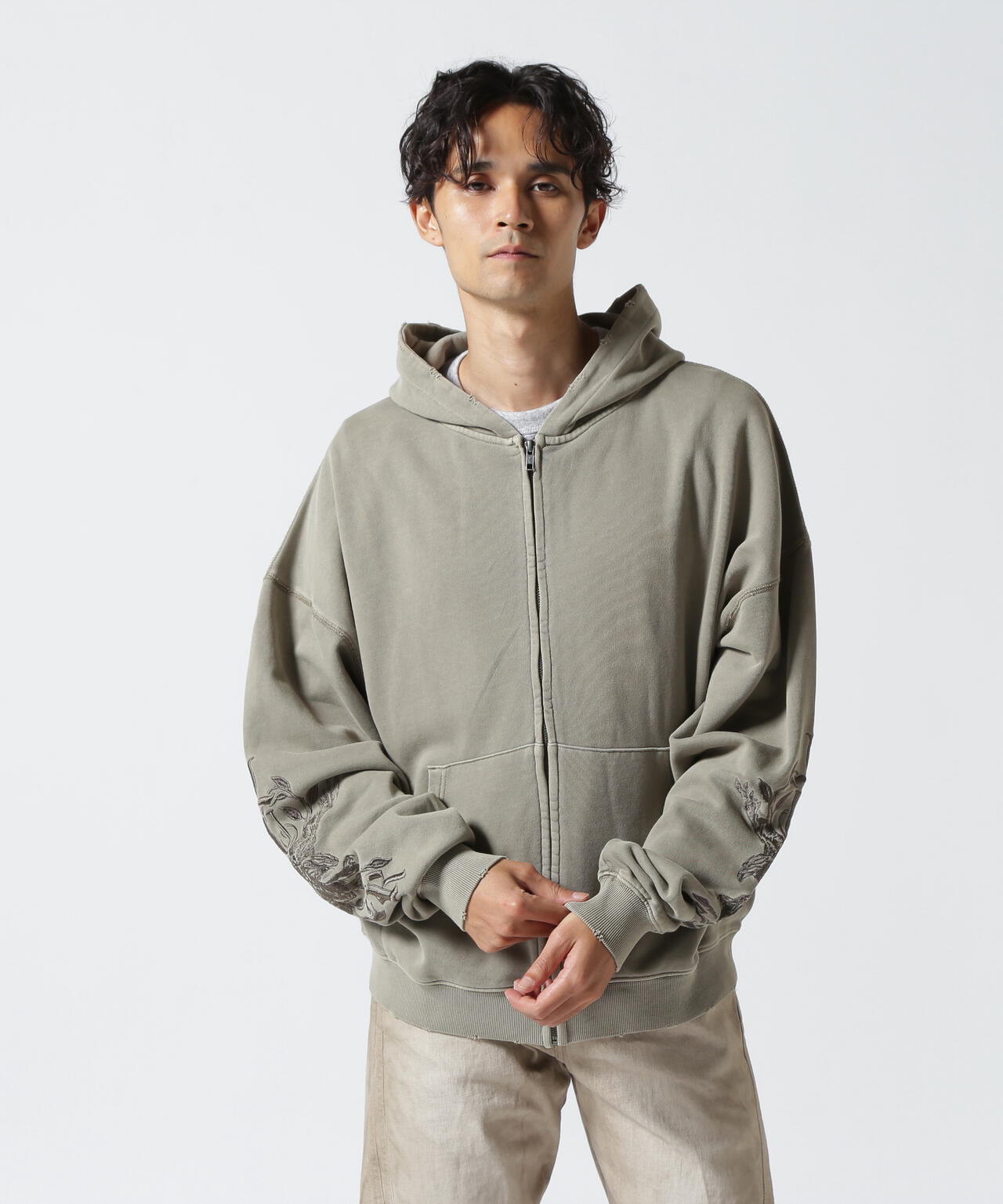LUSOR（ルーソル）PIGMENT SWEAT ZIP HOODIE FLOWER