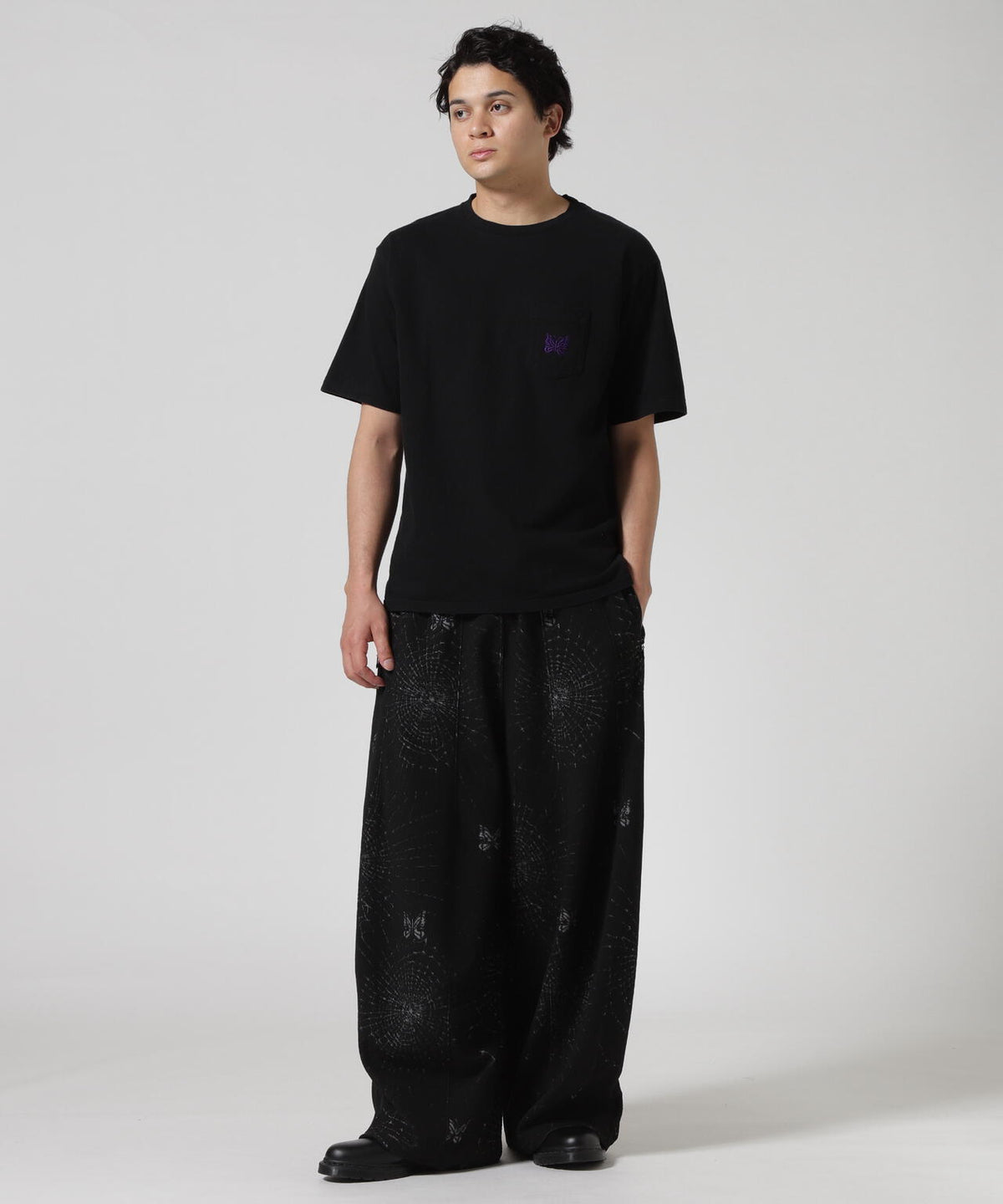 NEEDLES/S/S Papillon Emb. Pocket Tee - Cotton Jersey