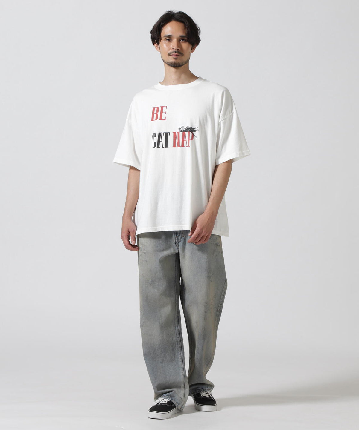 REMI RELIEF(レミレリーフ) 別注20/-天竺BIGサイズTシャツ(BE CAT NAP)