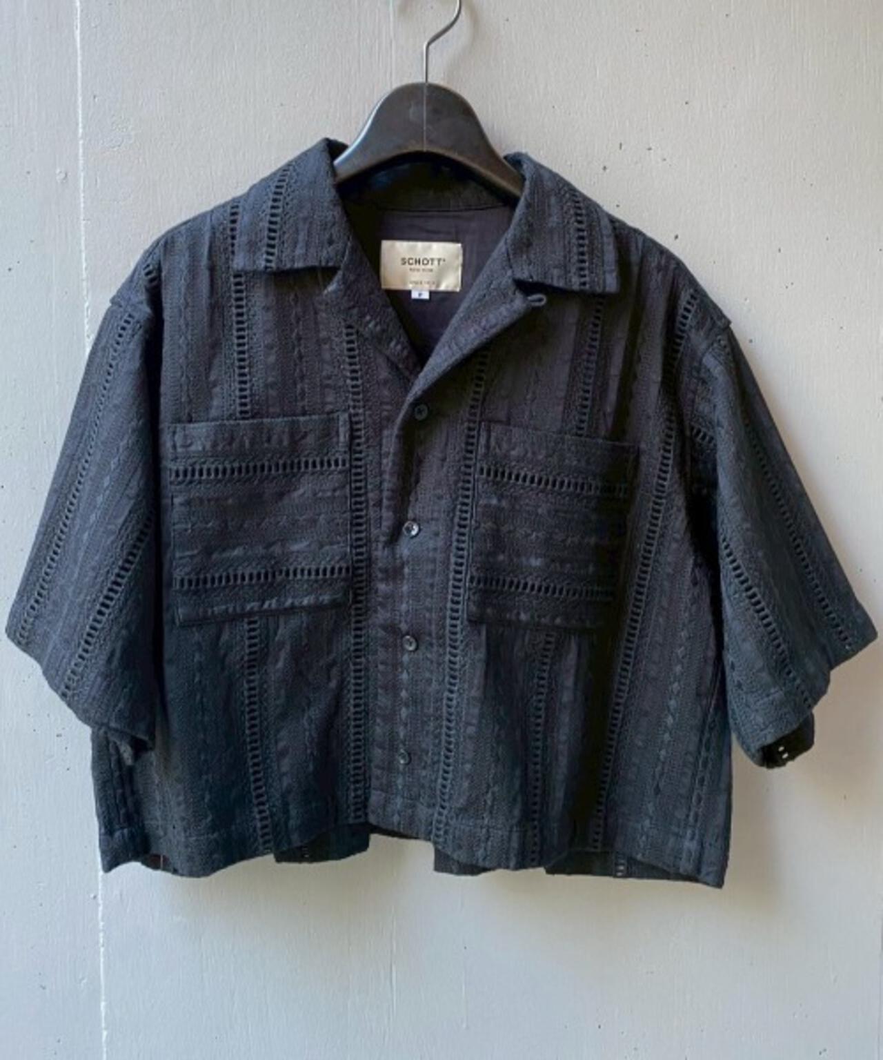 Schott×RUMBLE RED（ショット×ランブルレッド）オリジナル刺繍半袖開襟シャツ