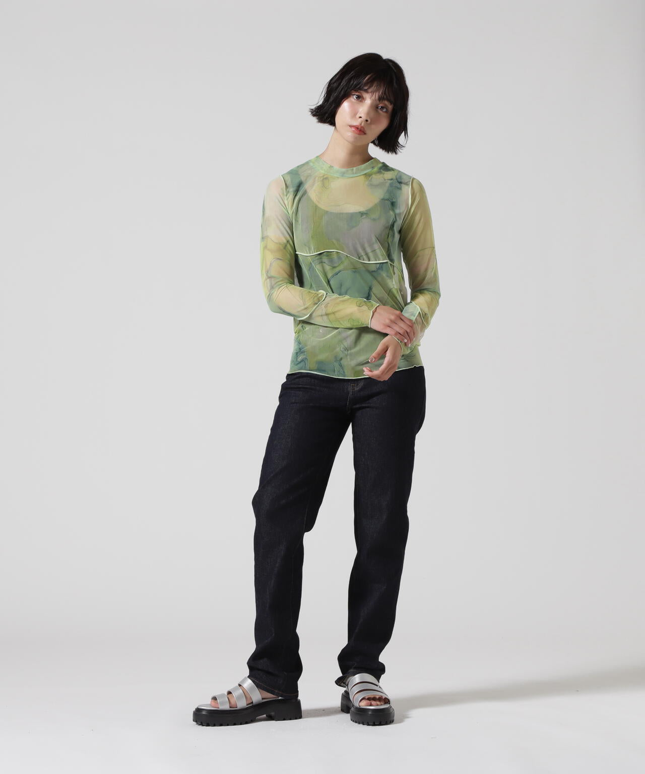 CASANE（カサネ）別注マーブルペイントロングスリーブカットソー