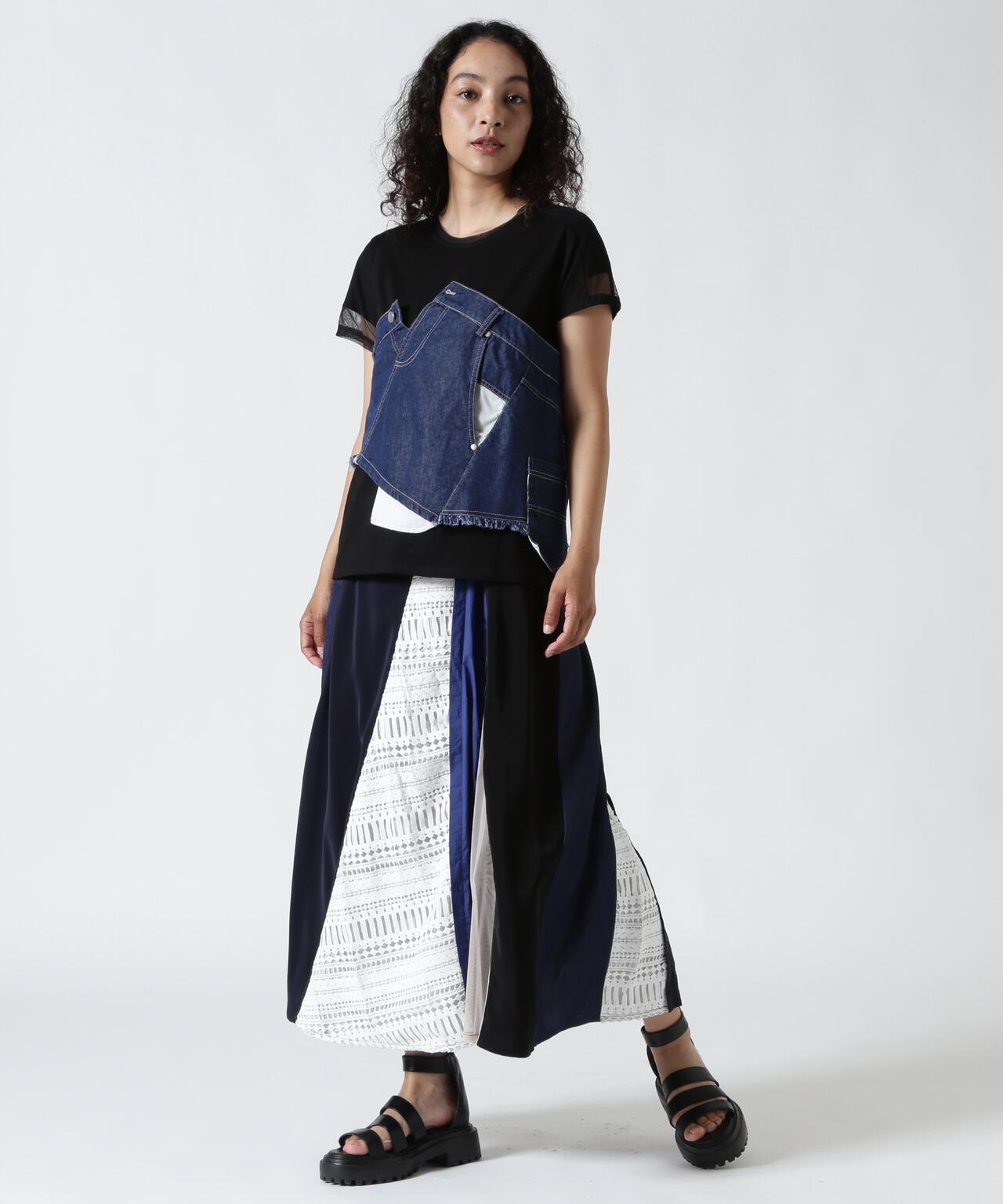 AULA AILA（アウラ アイラ）別注デニムレイヤードＴシャツ