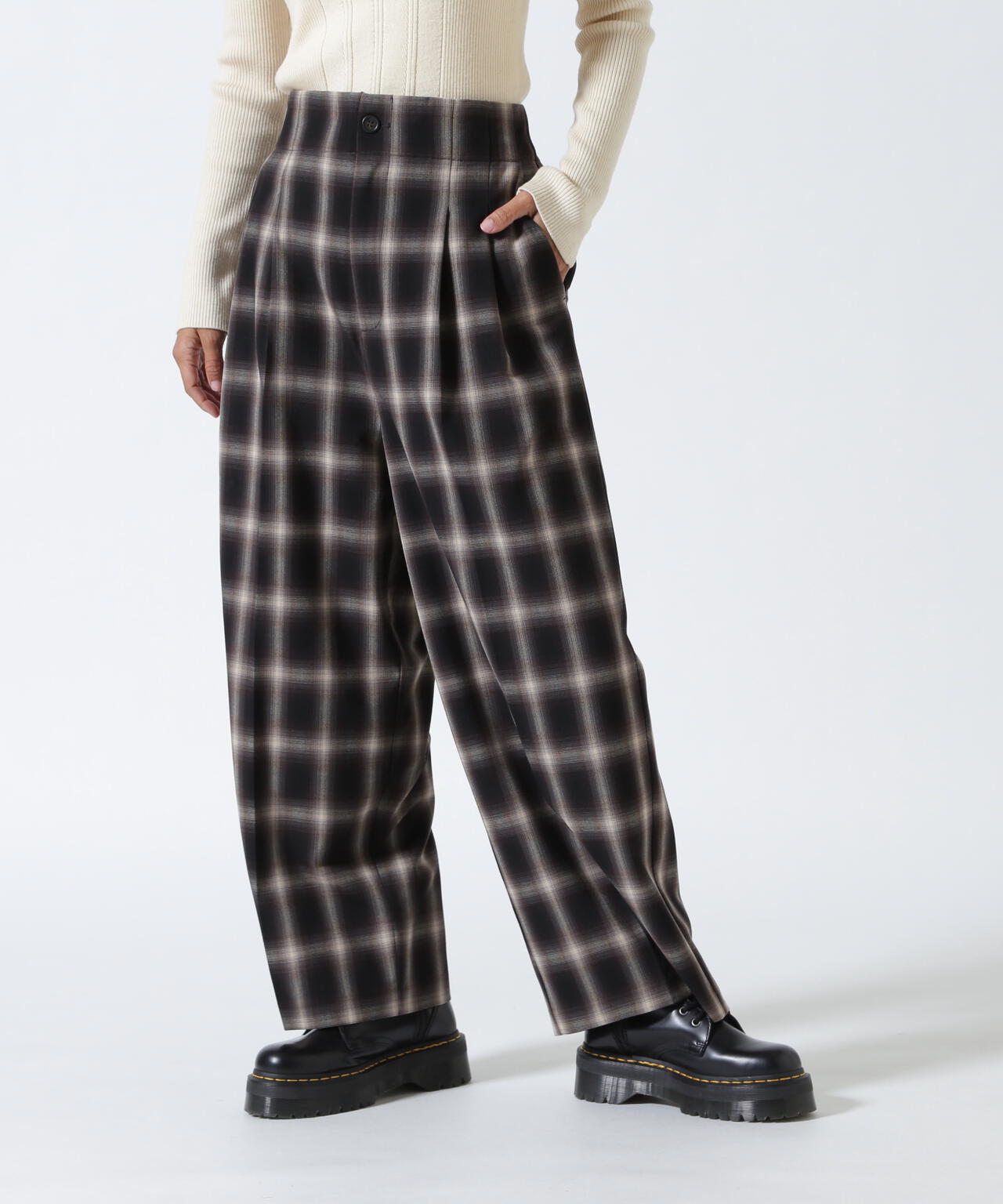 DROIT BELLO（ドロイトベロ）オンブレチェックワイドパンツ