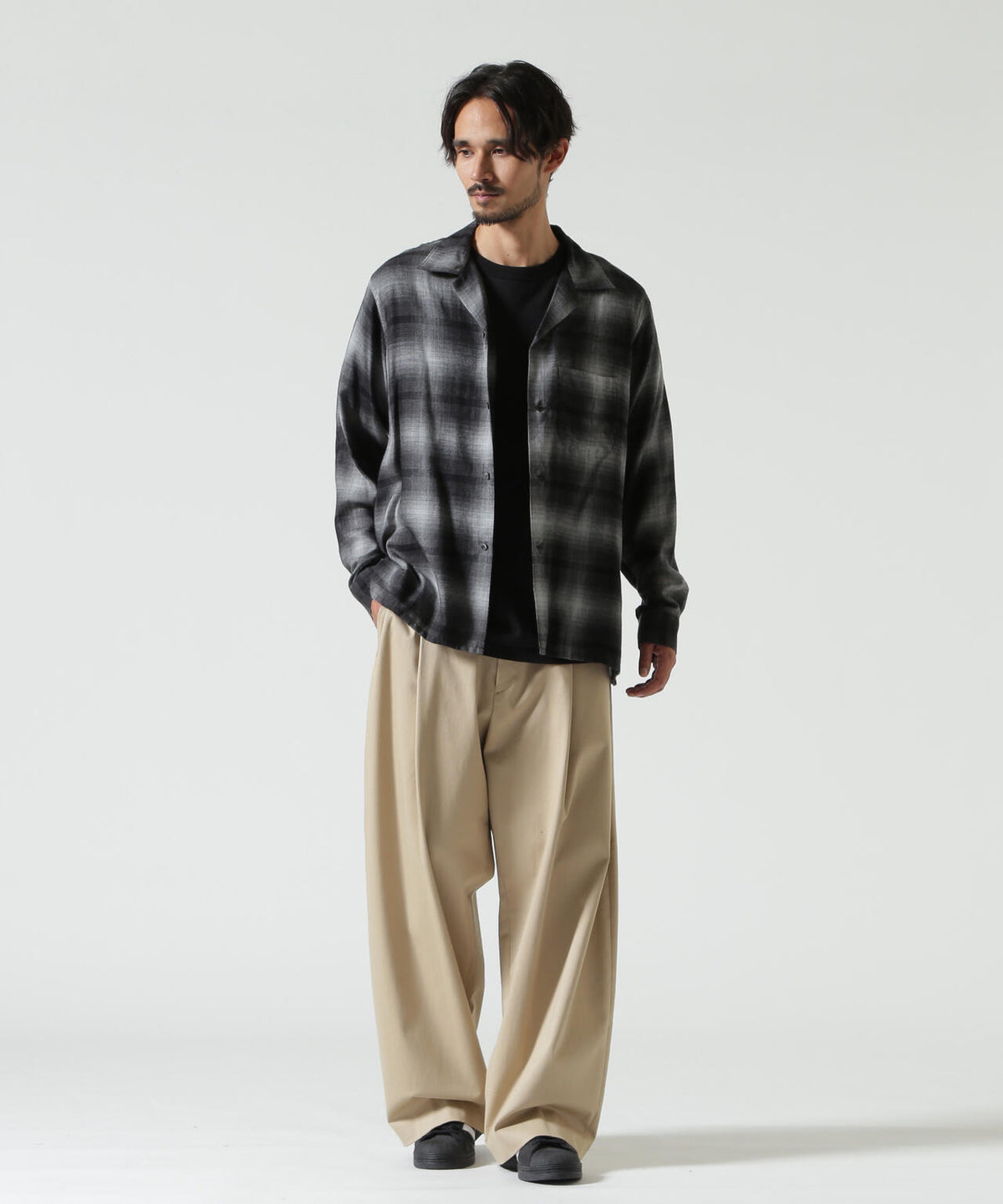MINEDENIM（マインデニム） T.Rayon Ombre Open Collar Shirt