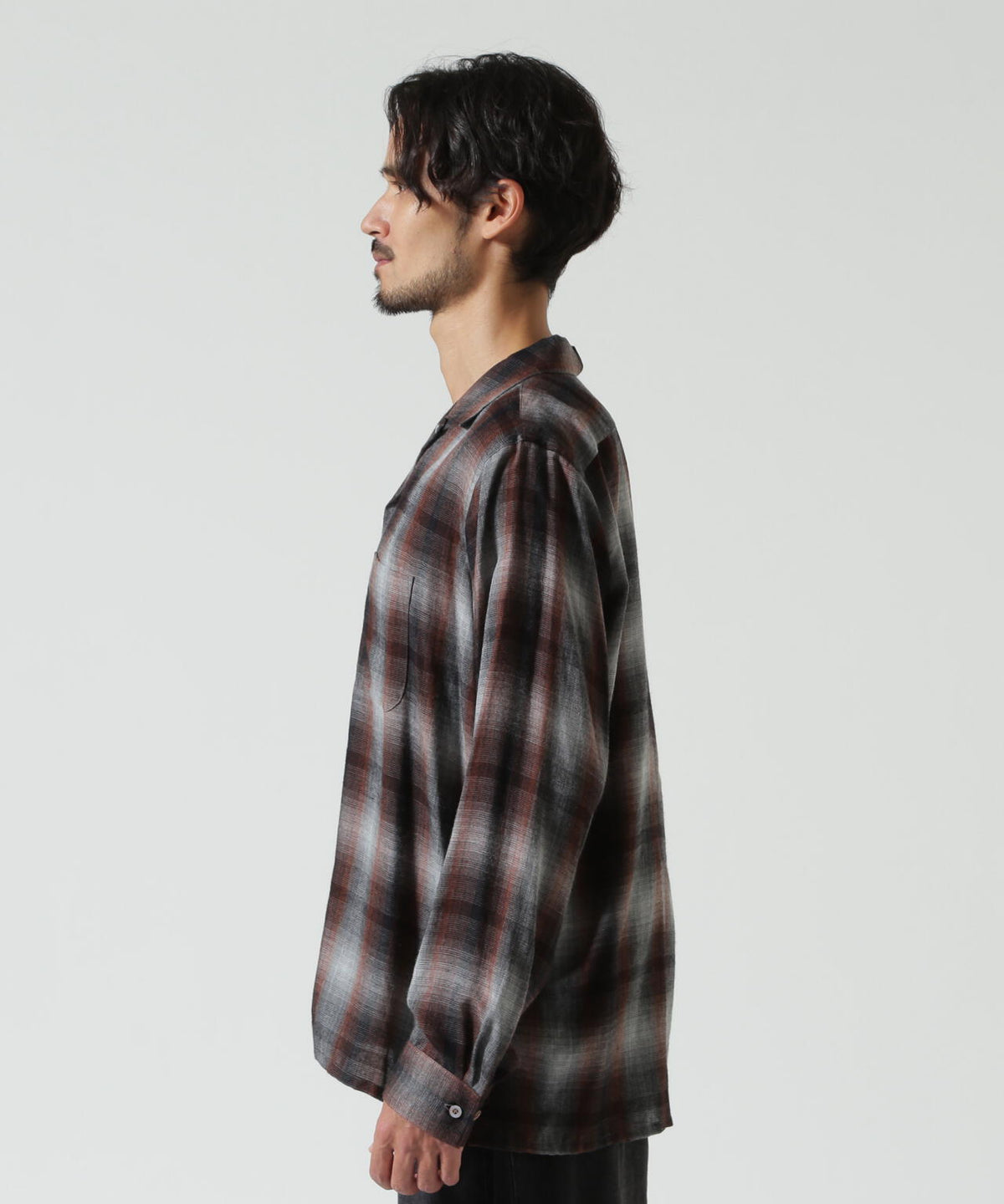 MINEDENIM（マインデニム） T.Rayon Ombre Open Collar Shirt
