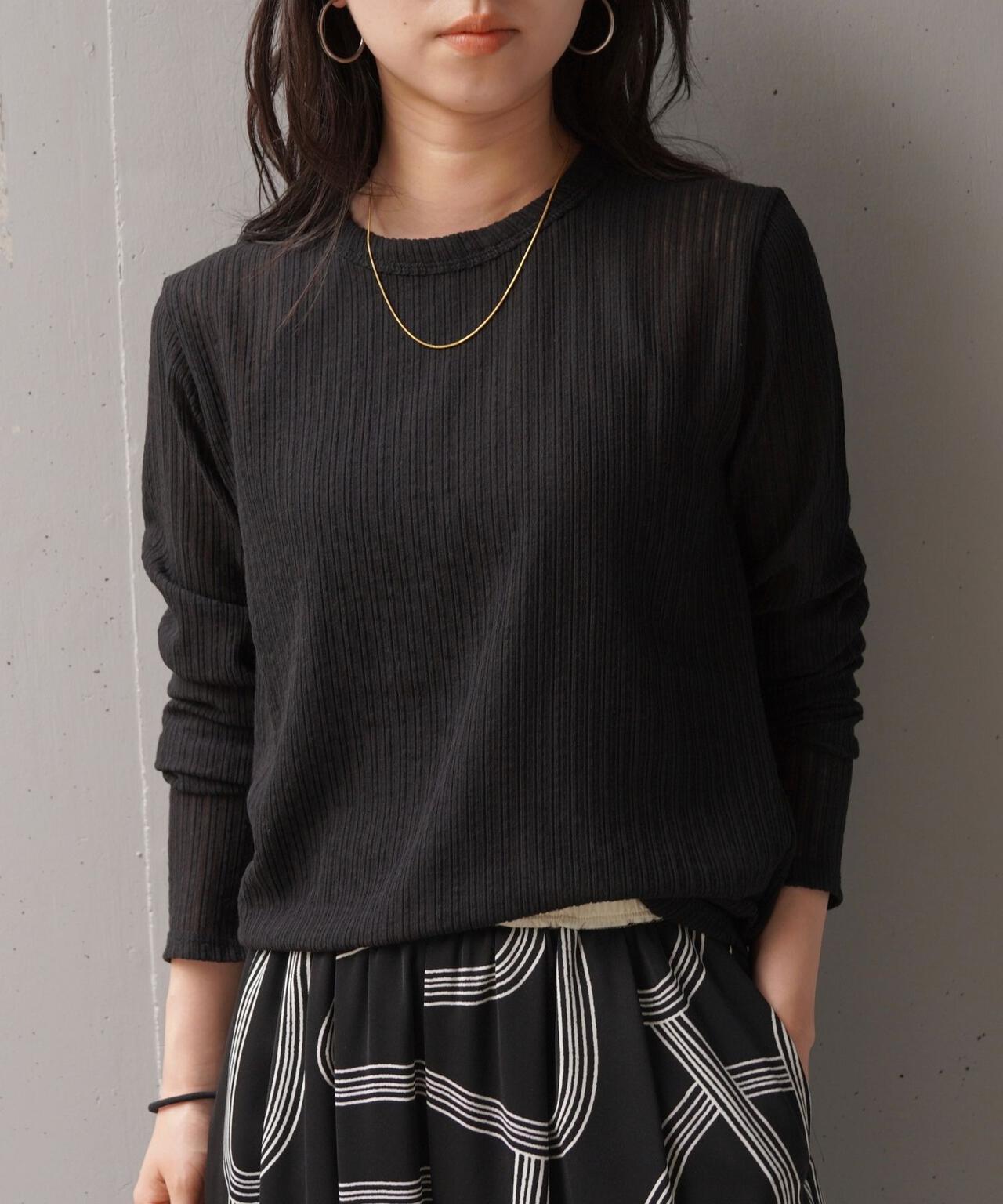 YENN（イエン）STRIPE SHEER RIB TEE