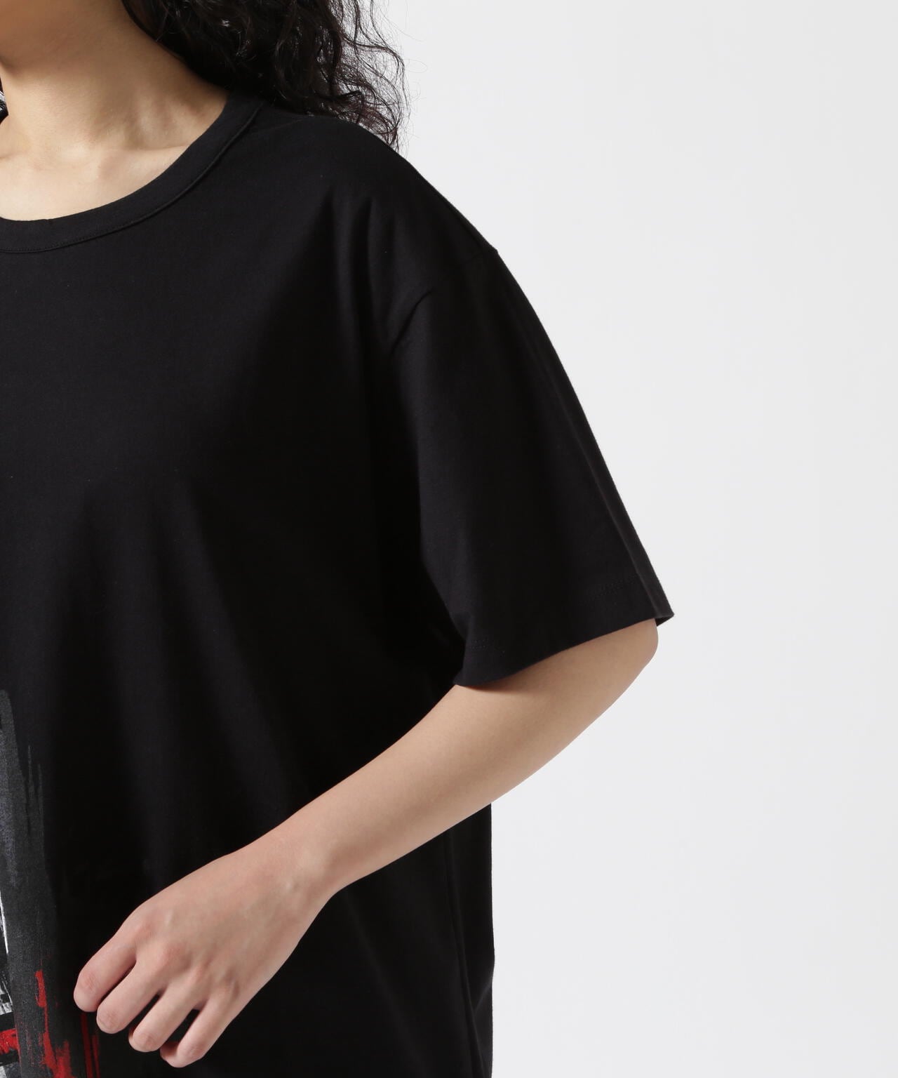 Y's/ワイズ/FEMALE PRINT ROUND NECK HALF SLEEVE TEE