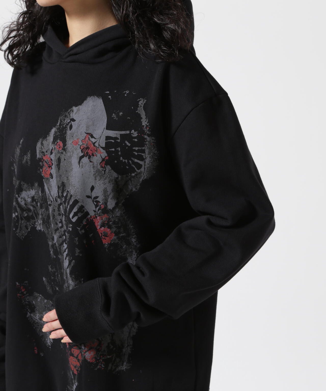 Y's/ワイズ/FLOWER＋FOOTPRINT LONG HOODIE