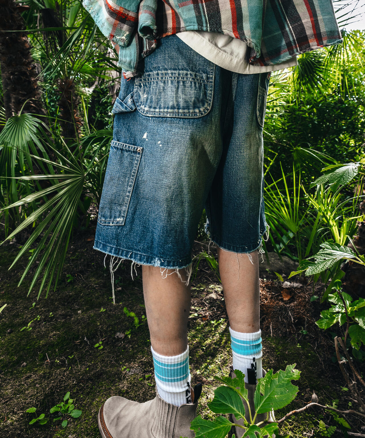 SAINT MICHAEL/セントマイケル/DOUBLE KNEE SHORTS/BLUE