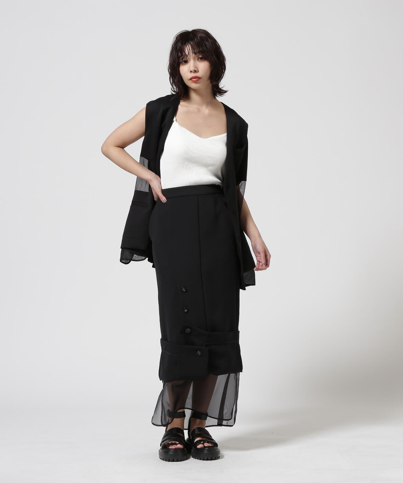 UN3D./アンスリード/SHEER LAYERED VEST/シアーレイヤードベスト