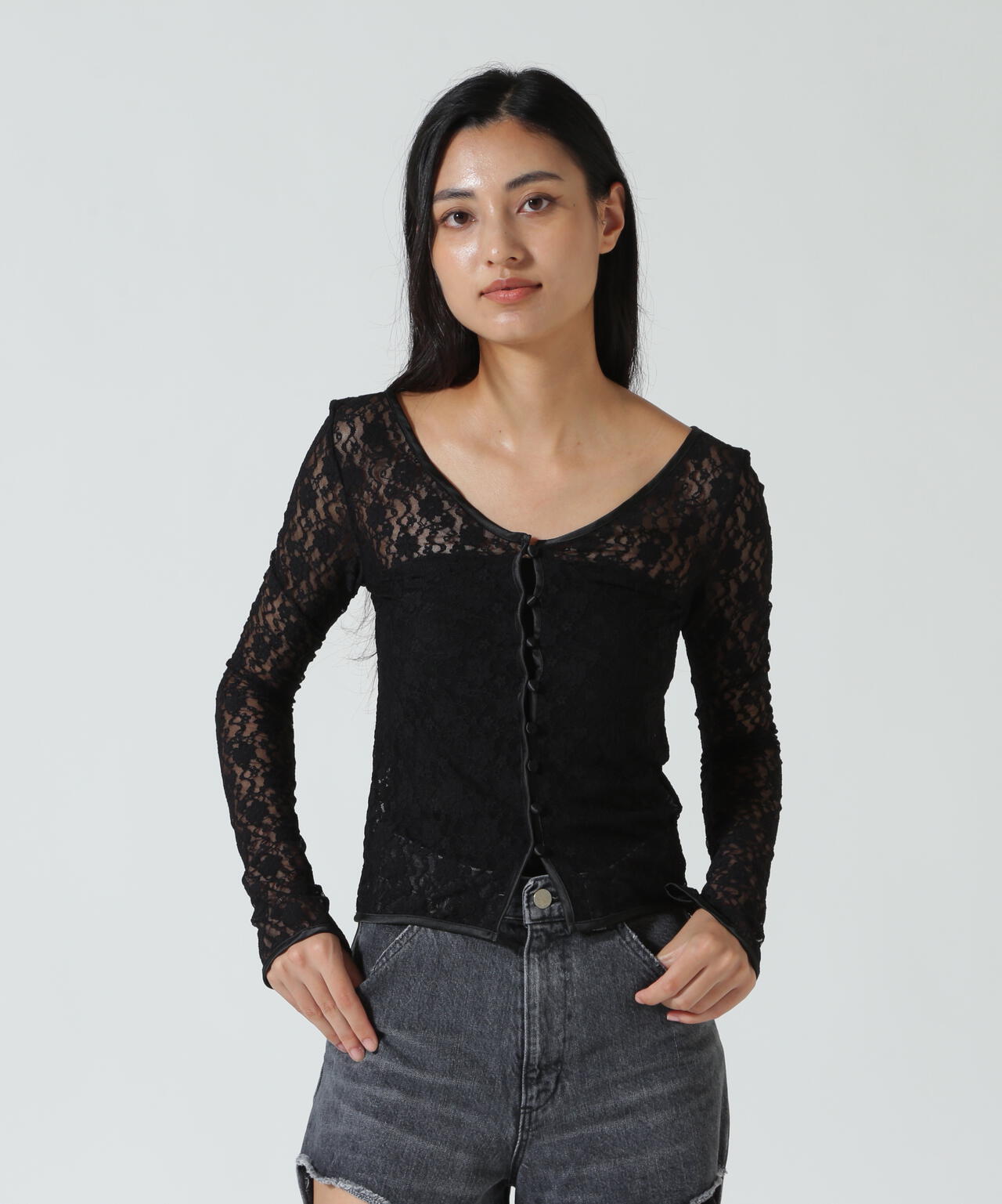 MITSUKI/ミツキ/LACE V NECK TOPS