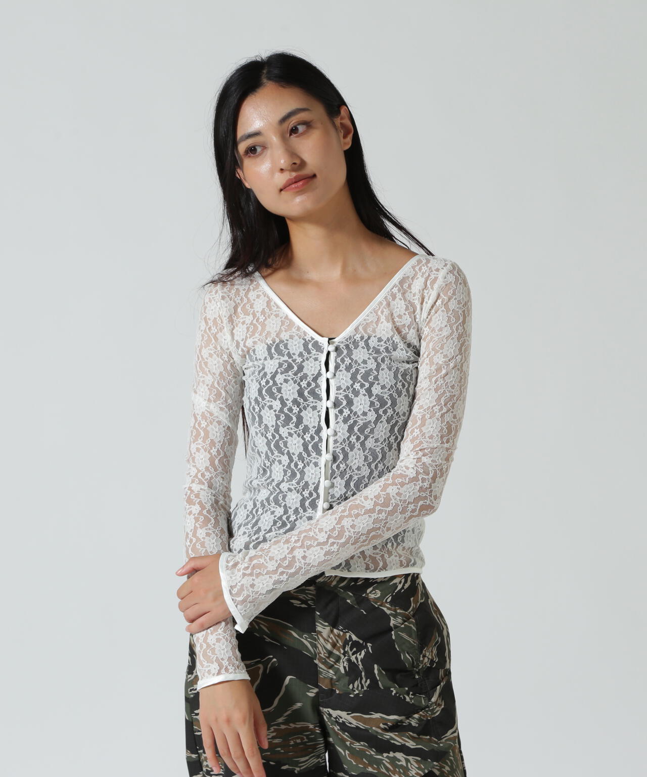 MITSUKI/ミツキ/LACE V NECK TOPS
