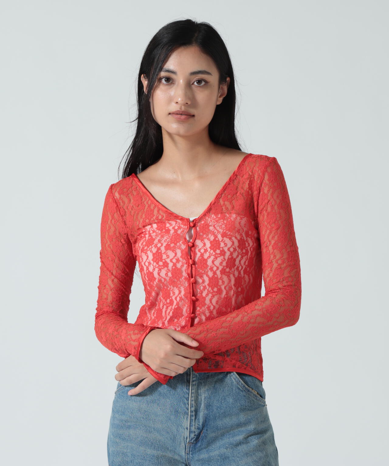 MITSUKI/ミツキ/LACE V NECK TOPS