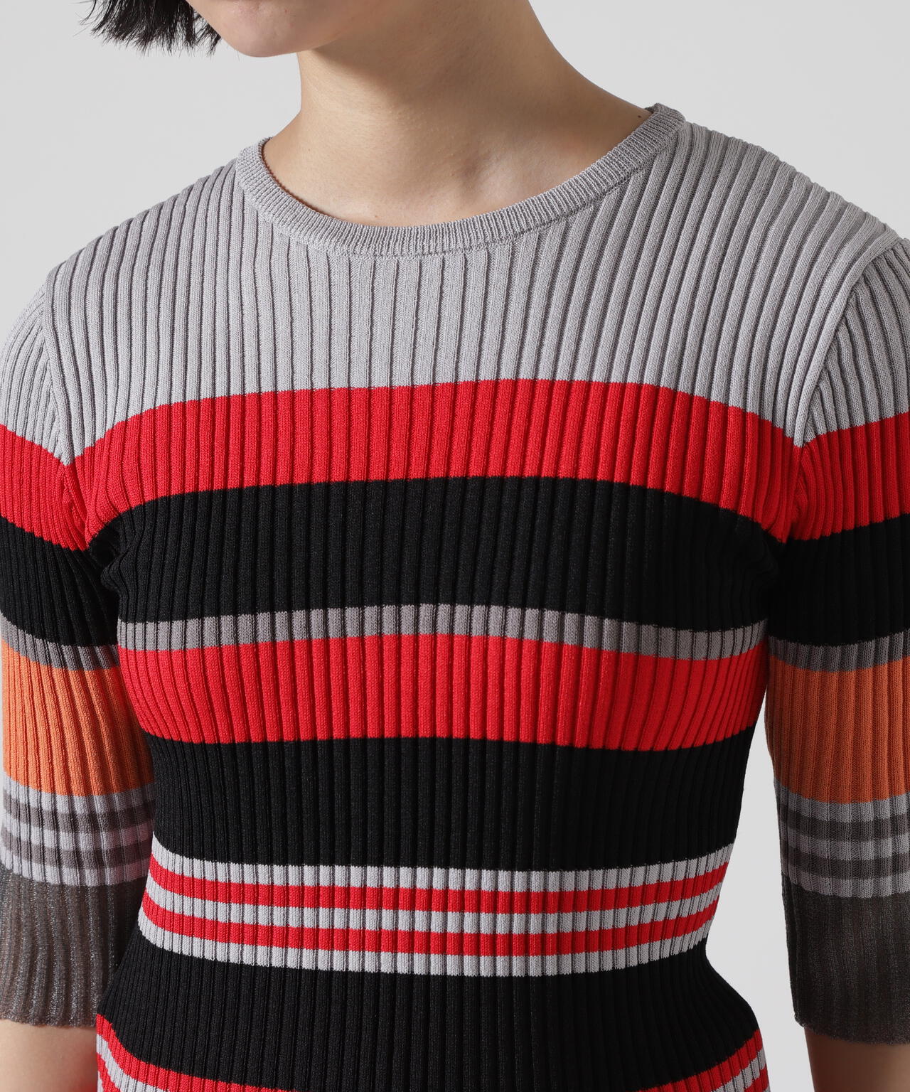 AULA AILA/アウラアイラ/MULTI BORDER KNIT