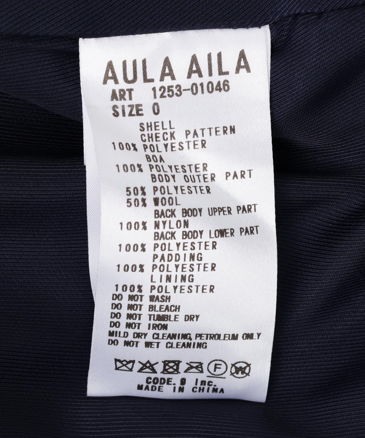 AULA AILA/アウラアイラ/別注テイラーハーフコート