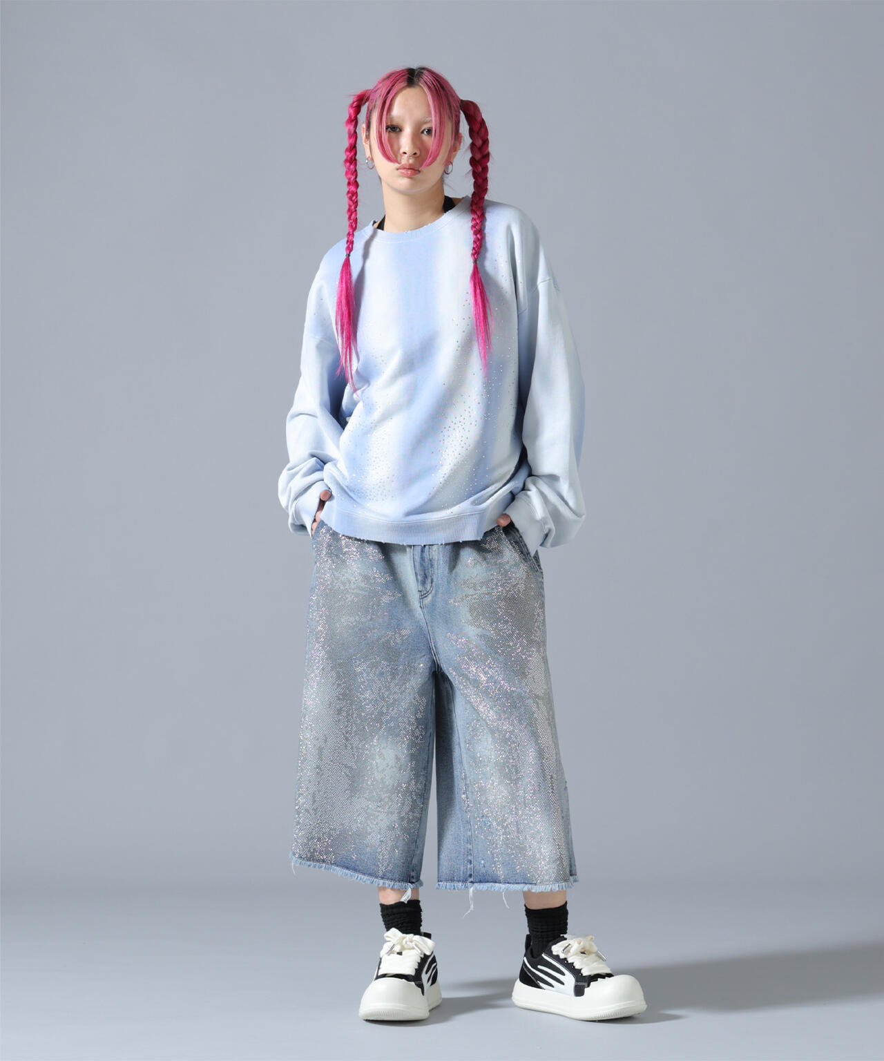 FR(13)NDS/フレンズ/LINE STONE DENIM SHORTS