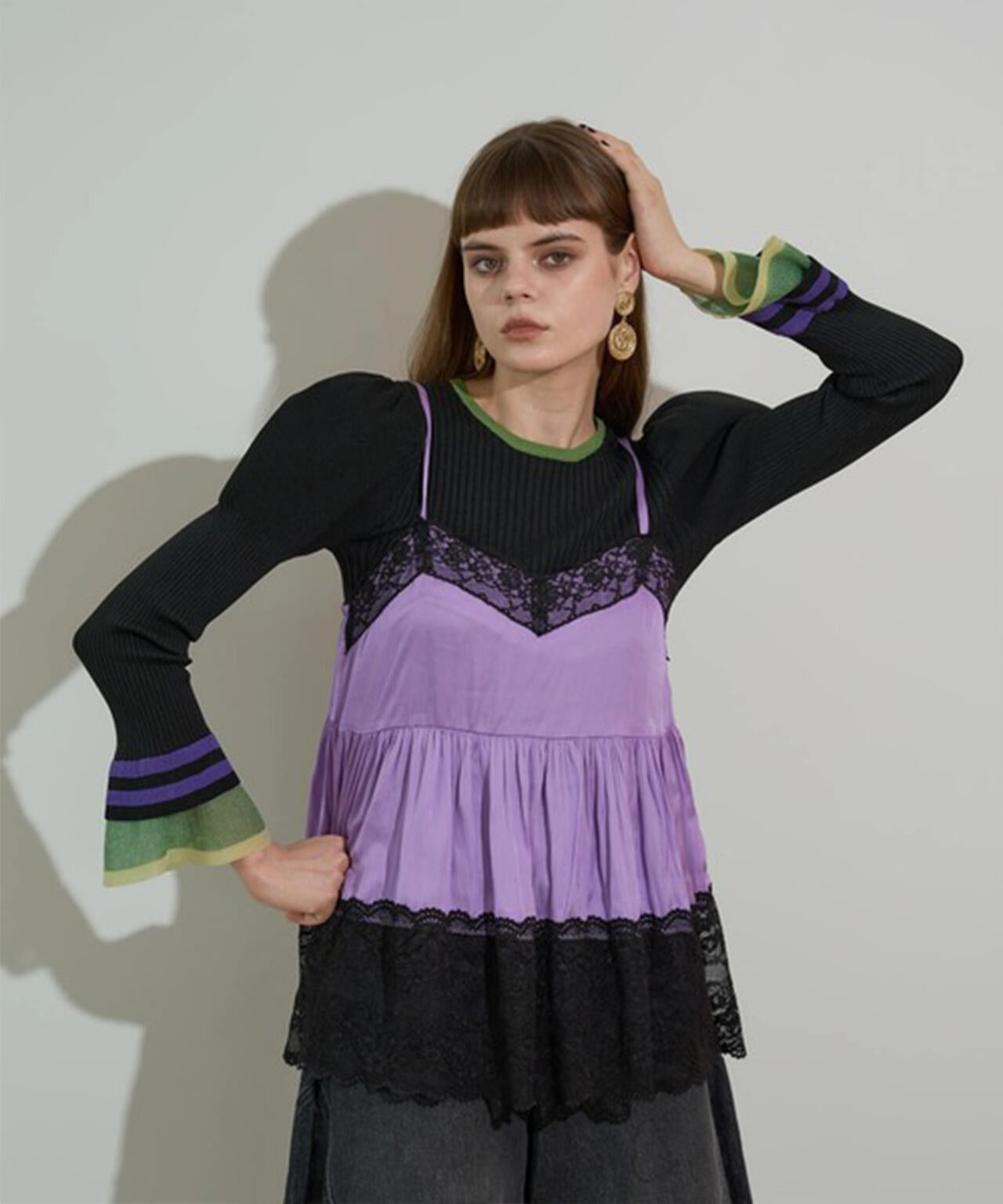 anna sui nyc/アナ スイ エヌワイシー/レースサテンキャミソール
