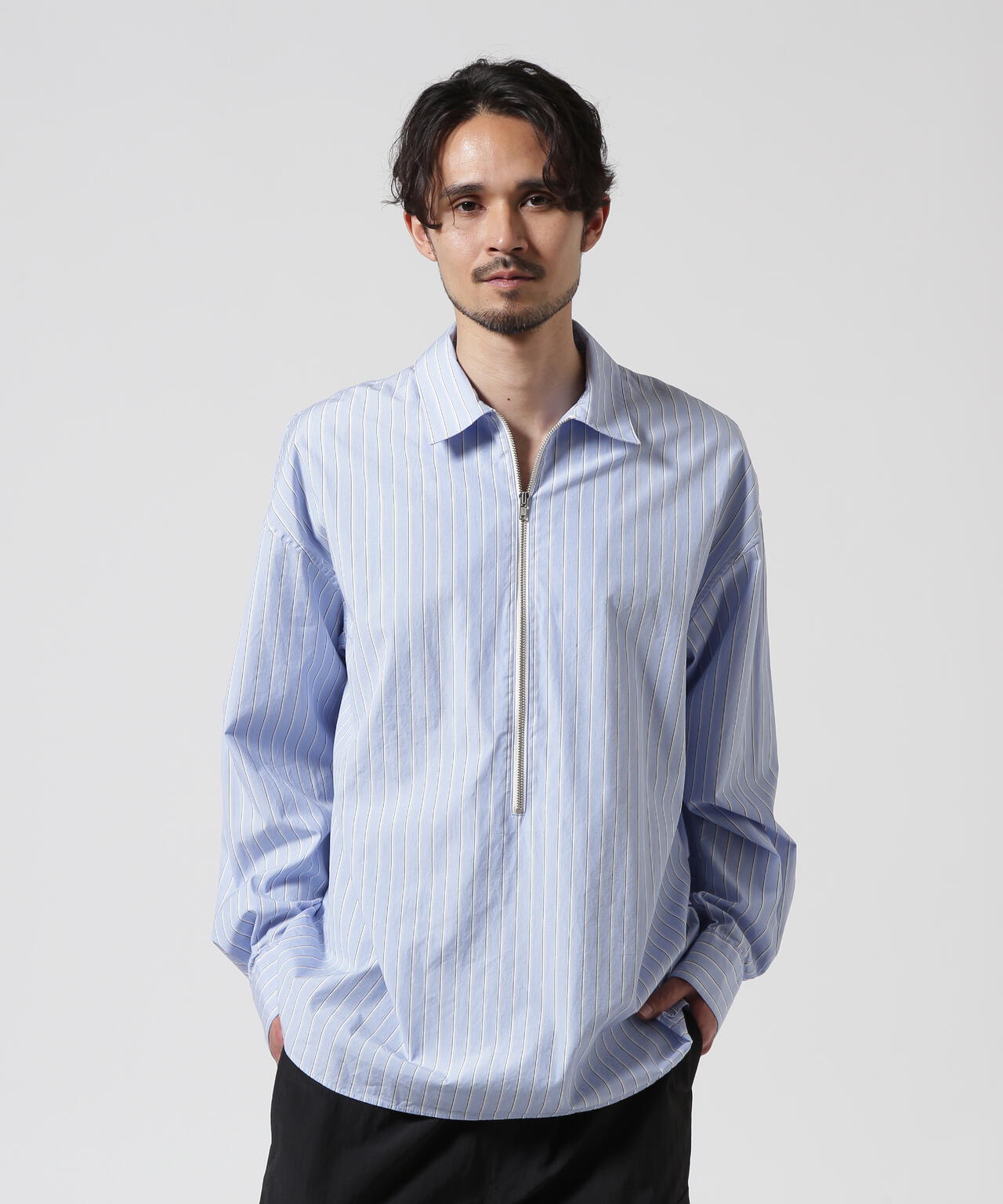 Toironier/トワロニエ/Stripe Half-Zip Shirt