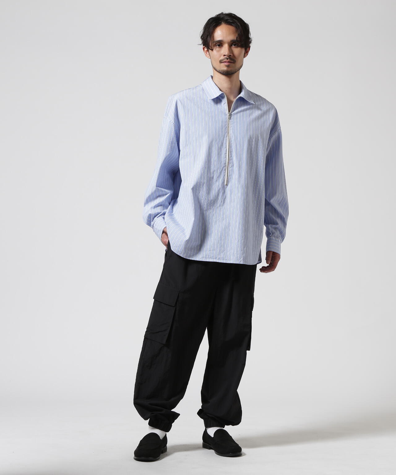 Toironier/トワロニエ/Stripe Half-Zip Shirt