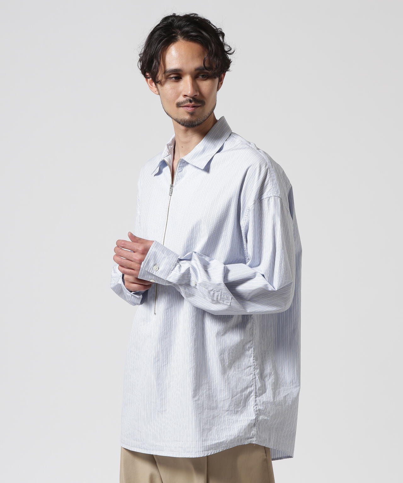 Toironier/トワロニエ/Stripe Half-Zip Shirt
