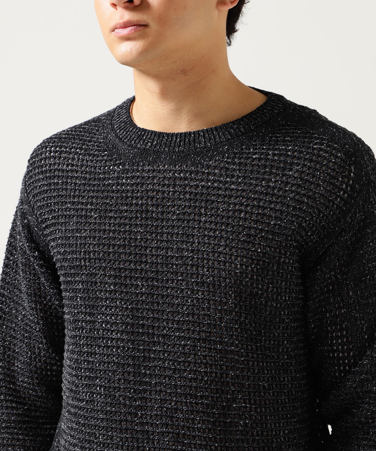 YOKE/ヨーク/MESH KNITTED CREWNECK SWEATER