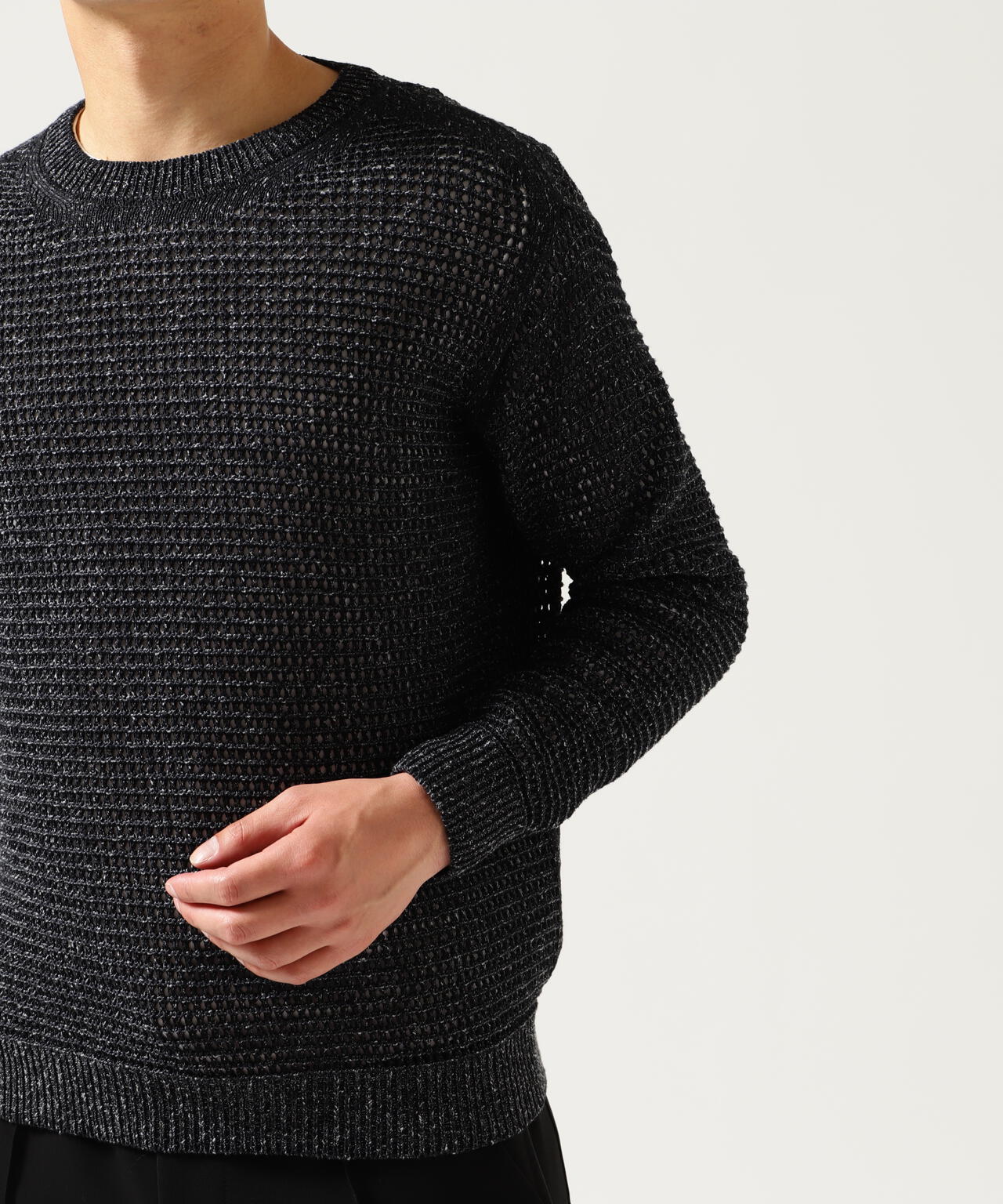 YOKE/ヨーク/MESH KNITTED CREWNECK SWEATER