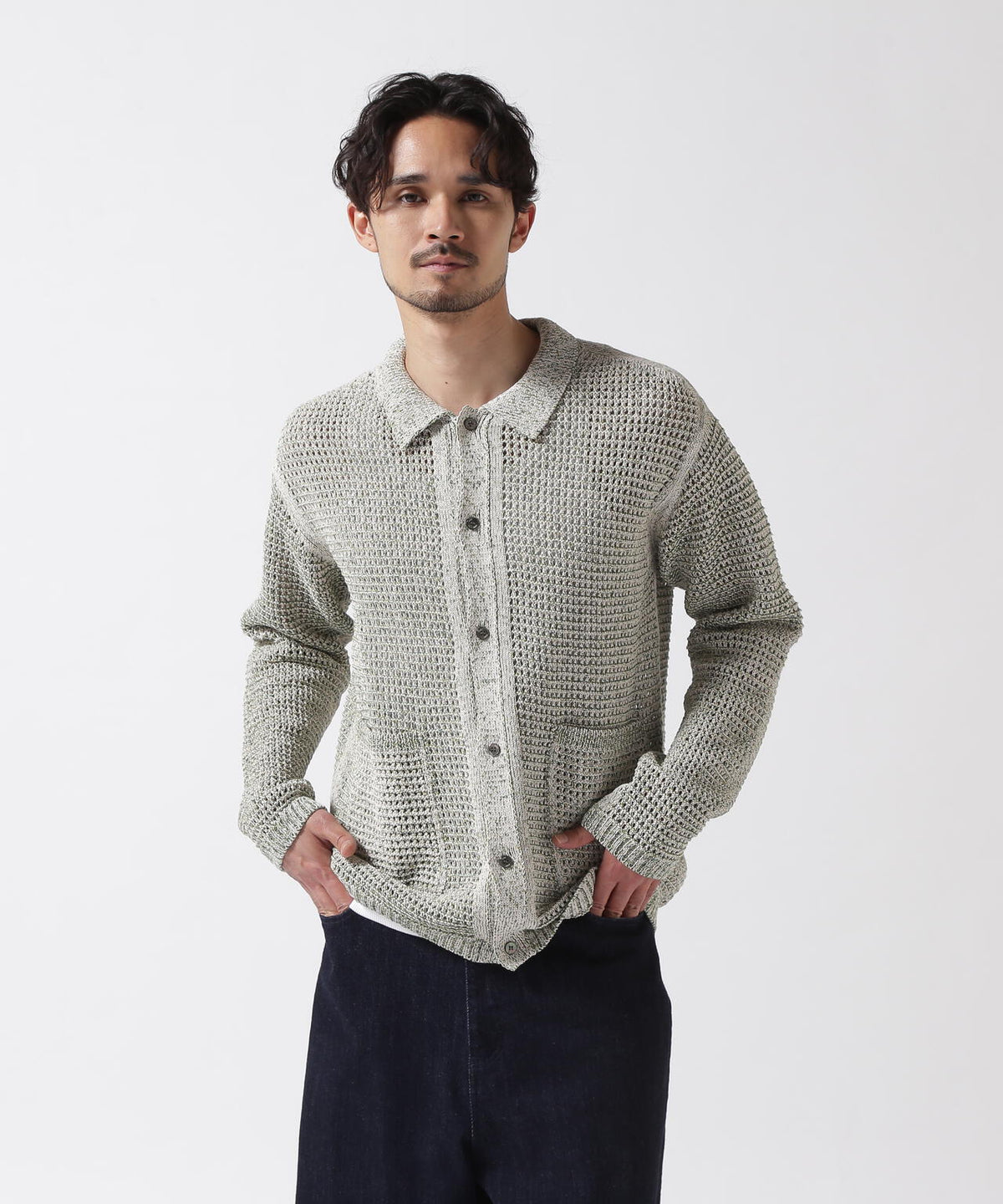 YOKE / ヨーク / MESH KNITTED SHIRT CARDIGAN