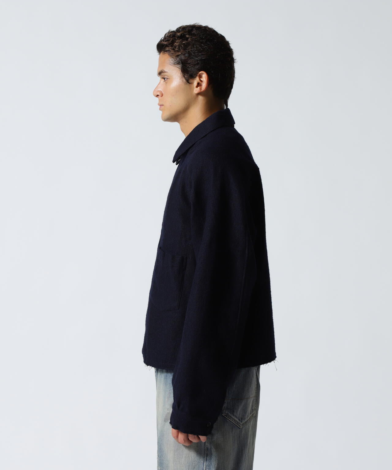 ANCELLM/アンセルム/SHRINK WOOL SHORT ZIPUP SHIRT JACKET