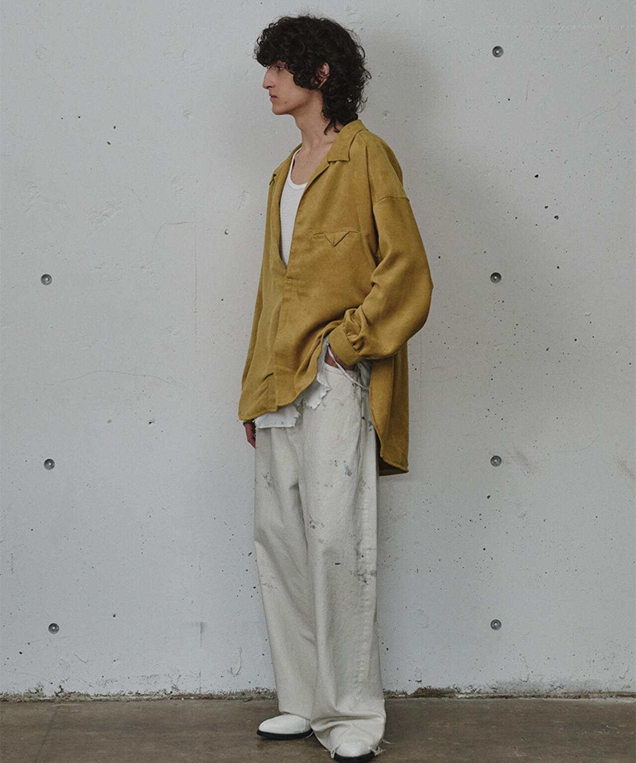 ANCELLM/アンセルム/VEGAN SUEDE LONG SHIRT/ANC-SH86-B