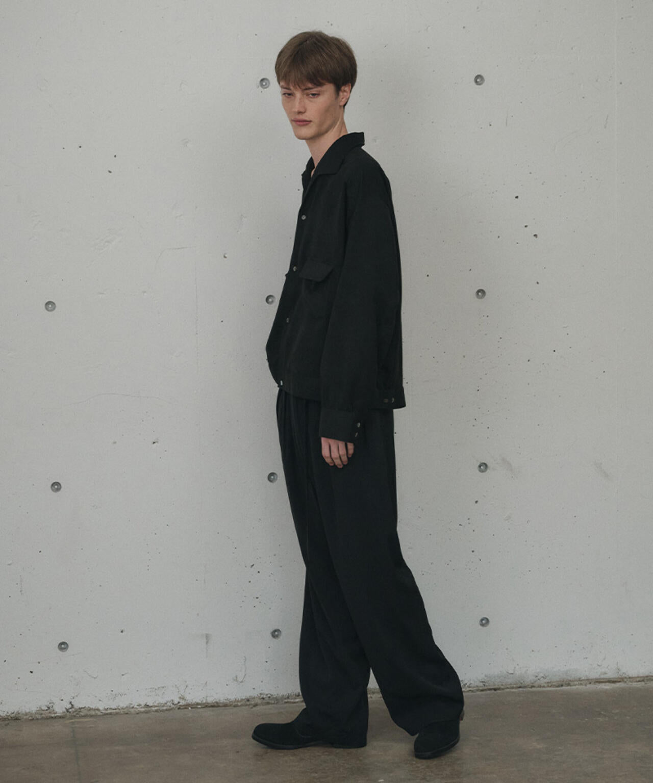 ANCELLM/アンセルム/VEGAN SUEDE OPEN COLLAR SHIRT/ANC-SH93