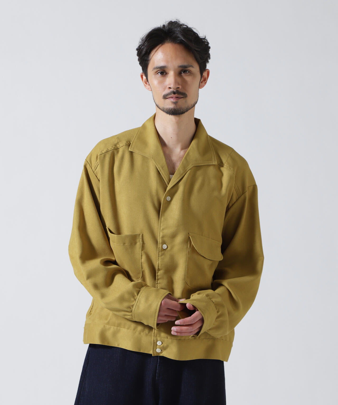 ANCELLM/アンセルム/VEGAN SUEDE OPEN COLLAR SHIRT/ANC-SH93