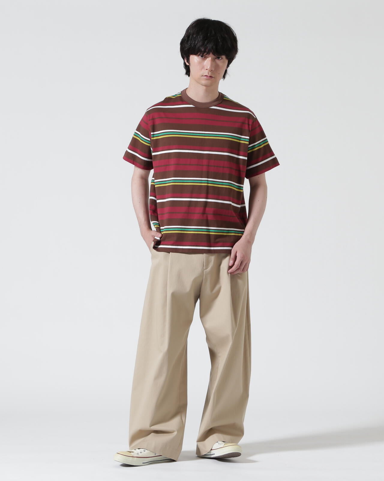 The Make Happy Studio/ザメイクハッピーストゥディオ/BORDER CREWNECK TEE